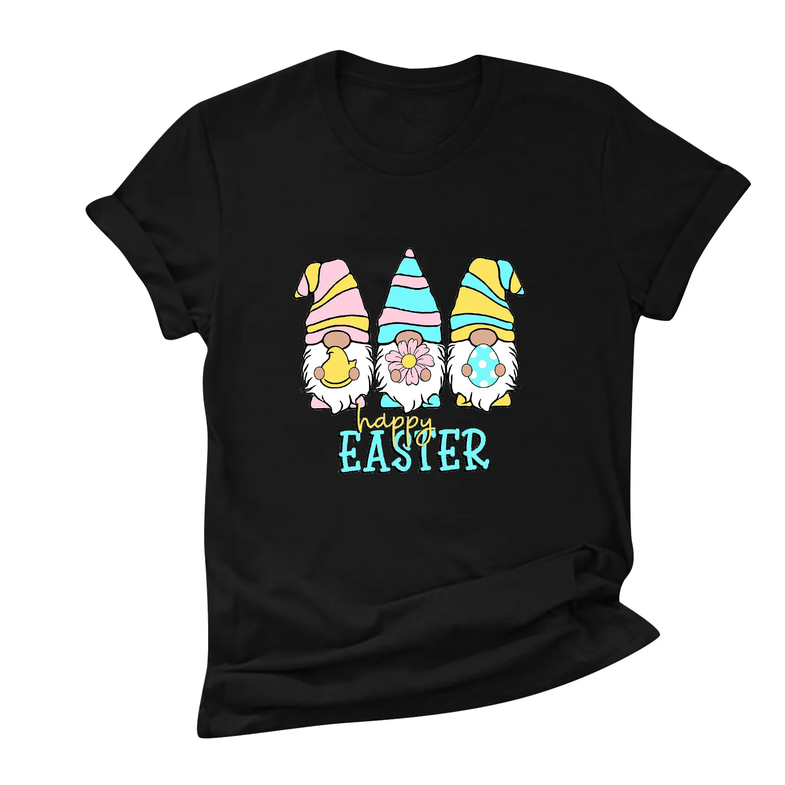

Summer T Shirt Women Harajuku T-shirt Happy Easter Three Dwarf Print Tshirt 2021 New Short Sleeve Casual Loose Tops Tees Female