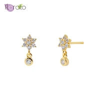 925 sterling silver ear needle snowflake stud earrings for women minimalist star crystal pendant earrings fashion jewelry