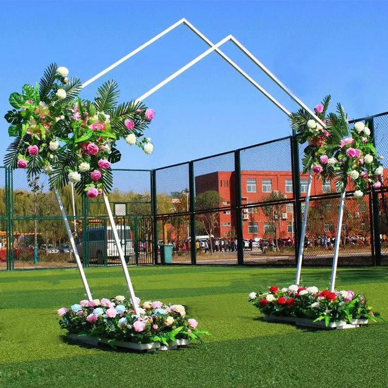 

Wedding props wrought iron pentagonal shelf geometric shaped arches Sen series wedding stage background