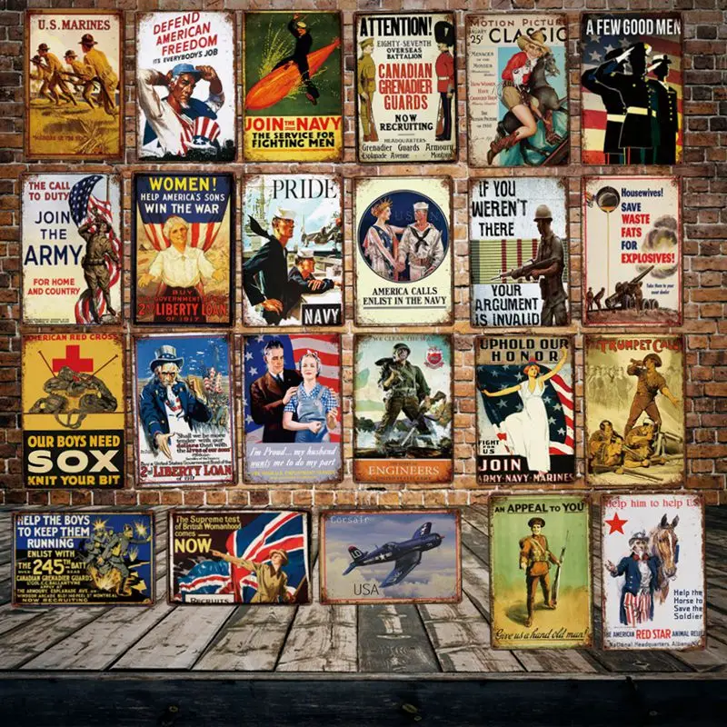 

[ DecorMan ] Army War Custom History Tin sign wholesale Mural Paintings Bar PUB Decor LT-1990