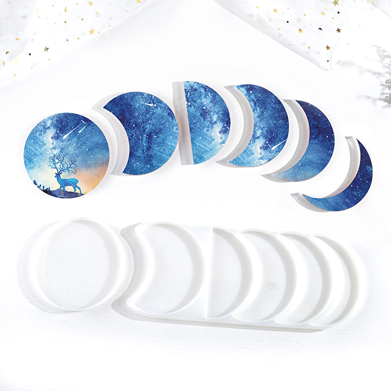

Lunar Eclipse Resin Mold Astronomy Crescent Moon Phases Silicone Resin Mold