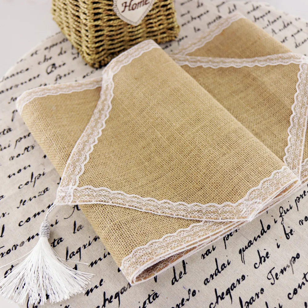 Винтаж натуральный в декорированном мешковиной горшке Настольная дорожка для