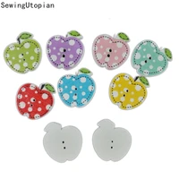 50pcs mixed apples pattern wooden buttons for clothes crafts sewing decorative needlework scrapbooking diy accessories