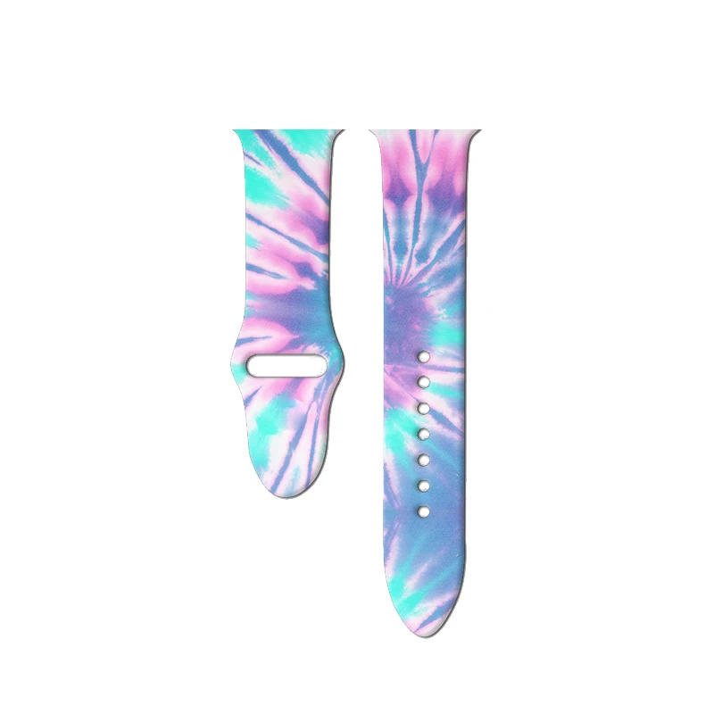 

Suitable for Apple Watch 38/40mm 42/44mm silicone tie-dye color printing strap 3456 generation soft and comfortable strap