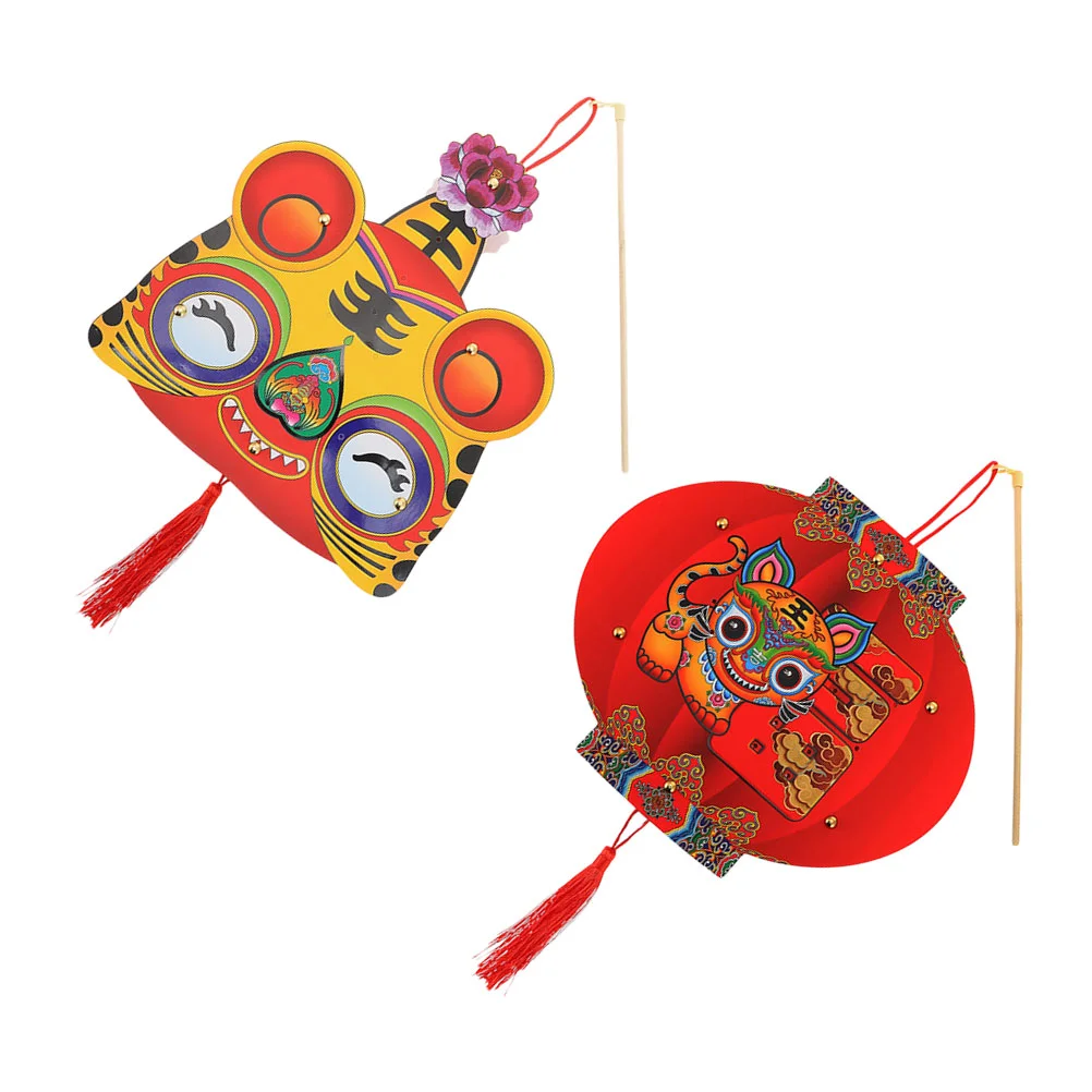 

2 шт., бумажный светящийся карманный фонарь с изображением тигра для года тигра