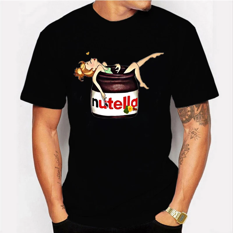 

New Arrival Harajuku Men's Tshirt Cute Funny Nutella Short Sleeve T Shirt Kawaii HipHop Streetwear T-shirt Men Top Tee