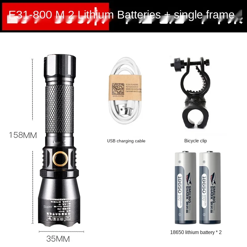 

Multifunctional Power Torch Anti-Body Super Bright Long Shot Waterproof Charging Household Outdoor Patrol 1000 M High Quality