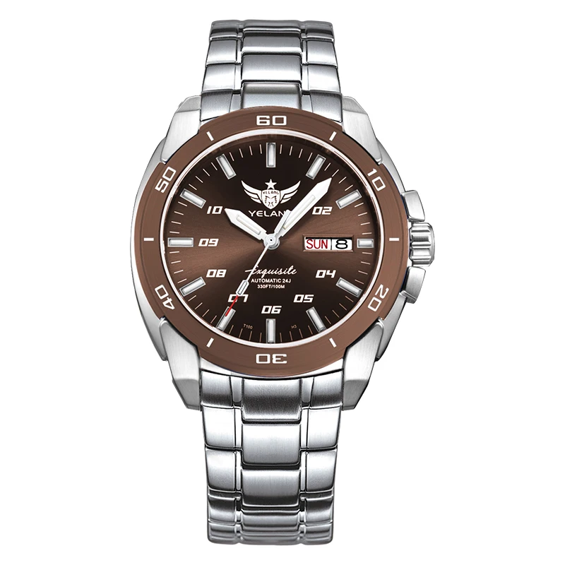 

Yelang Men Automatic Watch Mens Tritium Watches T100 Mechanical Wristwatches 100M Waterproof Luminous Sapphire Dual Calendar