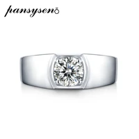 pansysen classic 100 925 sterling silver wedding bands real 1ct 2ct real moissanite engagement rings for men women fine jewelry