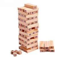 54 pieces log coloured digital childrens stacked building blocks wooden tumbling tower game family garden games toy