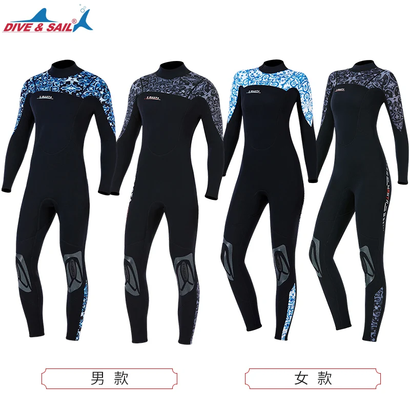 3mm Neoprene Swimwear Men's Women's Full Body Wetsuit Long Sleeve Swimsuit Surfing Diving Snorkeling Wet Suit Back Zip