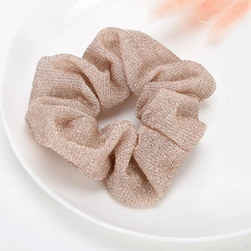 Женская Блестящая резинка для волос золотого и серебряного цвета эластичная