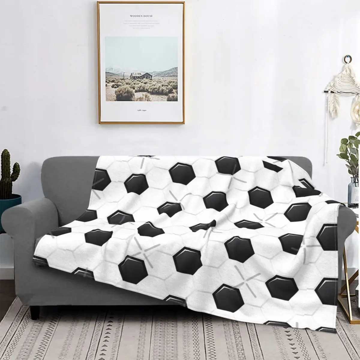 

Soccer Football Ball Sports Fan Blanket Bedspread Plaid Blanket On The Bed Tablecloths
