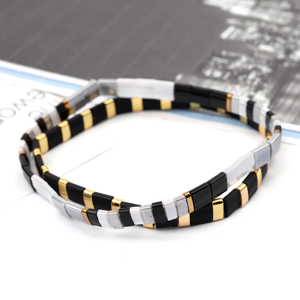 Женский браслет Miyuki 28 цветов японский Эластичный с бусинами|Плетеные браслеты| |