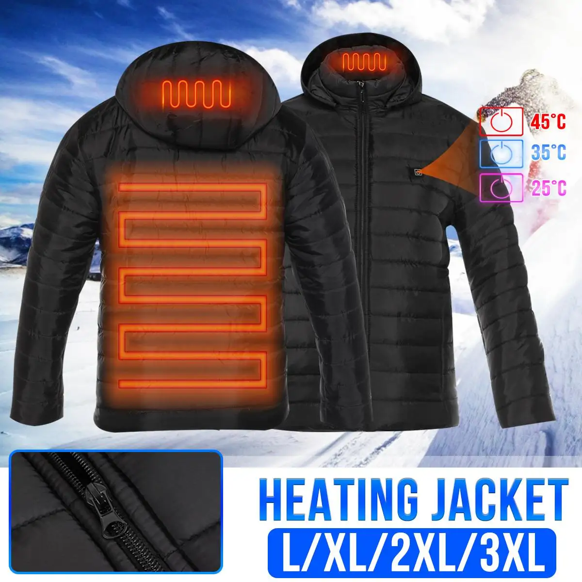 

L-4XL Women Men USB Charger Heating Coat Electric Warmer Jacket Winter Thermal Clothing Carbon Fiber Instant Hot Down Jacket