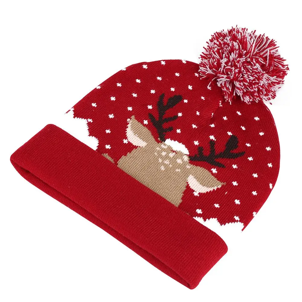 Рождественская шапка с отворотами в виде лося для женщин и мужчин зимняя вязаная