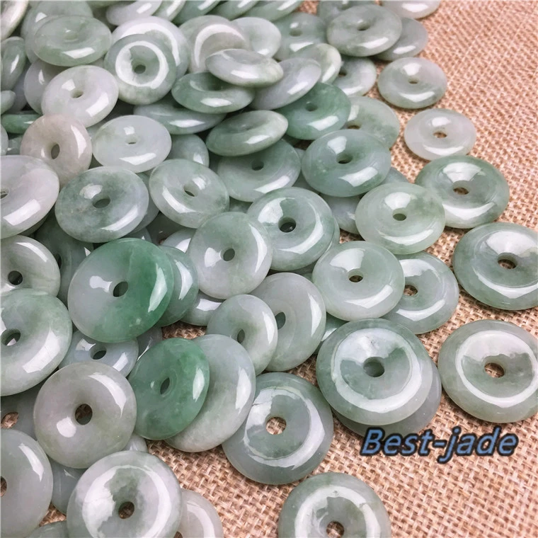 Donut shape Grade A jade stone ICY Jade Burma jadeite Doughnut Bead hand carved green Men pendant Jewelry spacer | Украшения и