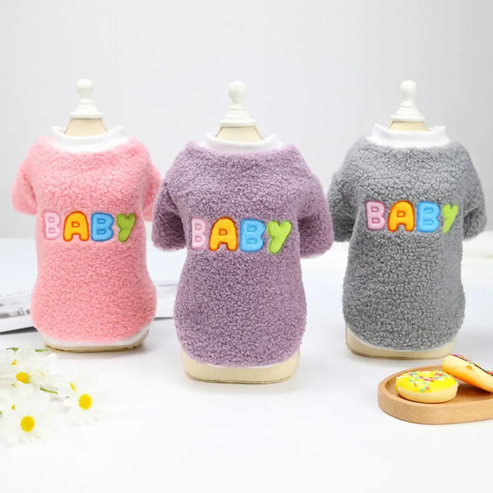 

Novelty Puppy Sweater Adorable Keep Warmth Plush Pet Sweater with Baby Letter Print