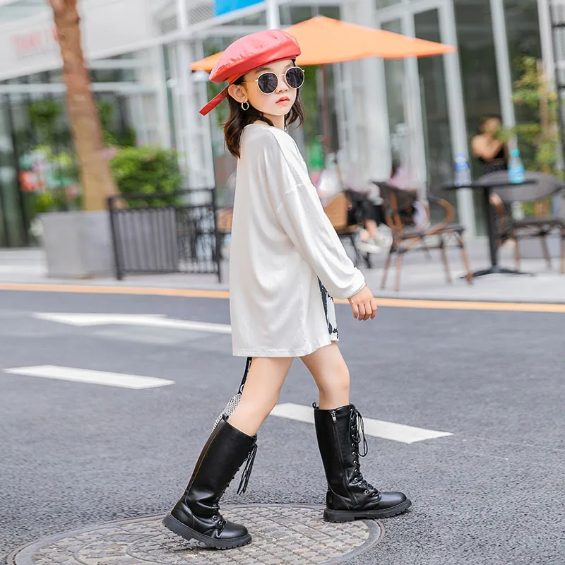 Футболка с длинным рукавом для девочек детская весенне-осенняя Удлиненная