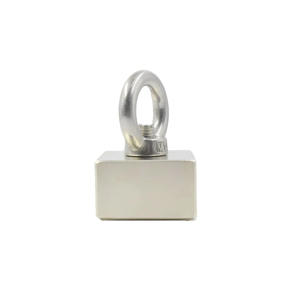 

1pc Block Super Strong SIX-side salvage Neodymium Magnet 50*50*30mm hook Rare Earth magnetic with ring Holder permanent powerful