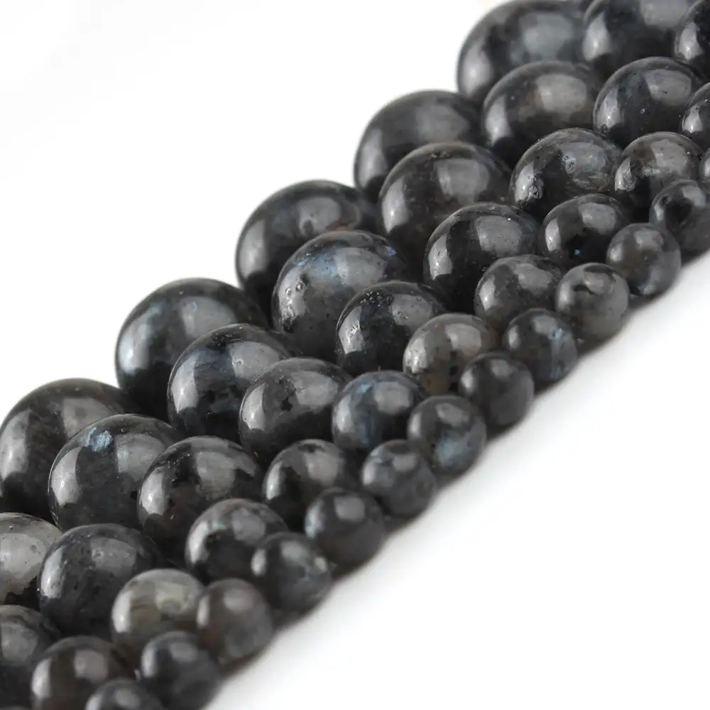 Натуральный Камень Черный Лабрадорит бусины Круглые свободные для изготовления