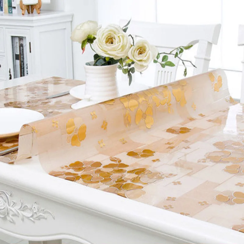 Водонепроницаемая скатерть с золотым узором прямоугольное защитное покрытие на