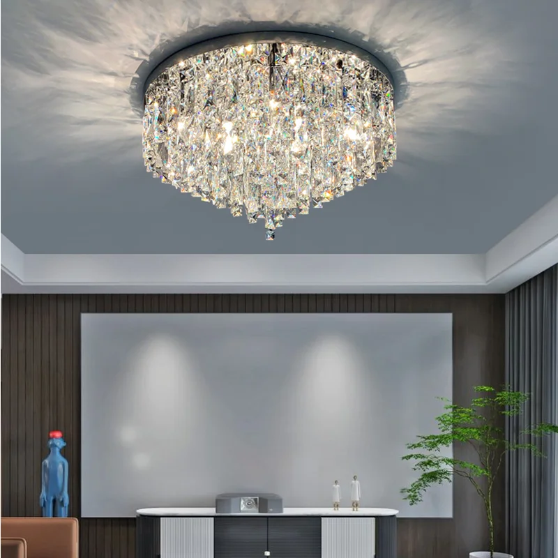 

Bedroom ceiling lamp, light luxury crystal living room lamp, master bedroom room model with luxurious atmosphere, high-end lamps