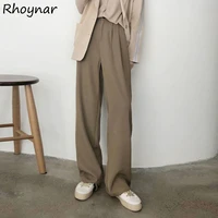 plus size pants women elegant full length casual high waist office temperament autumn pockets korean style all match female cozy