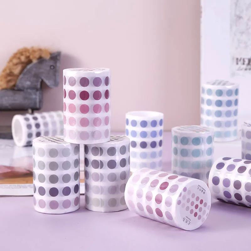 

В Горошек Kawaii лента Washi симпатичная Базовая Цвет декоративная клейкая лента DIY Скрапбукинг Маскировочные наклейки лента канцелярские школь...