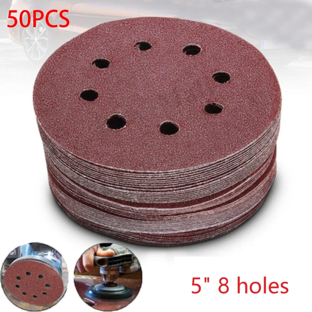 50 шт 5 &quot8 отверстий случайный орбит шлифовальный диск наждачная бумага крюк и