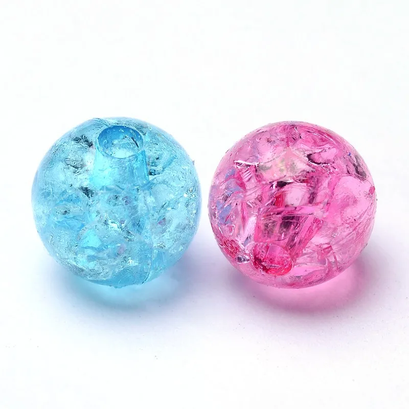 

500g 8mm Transparent Crackle Acrylic Beads Round Mixed Color For Necklaces Bracelets Jewelry Making, Hole: 2mm