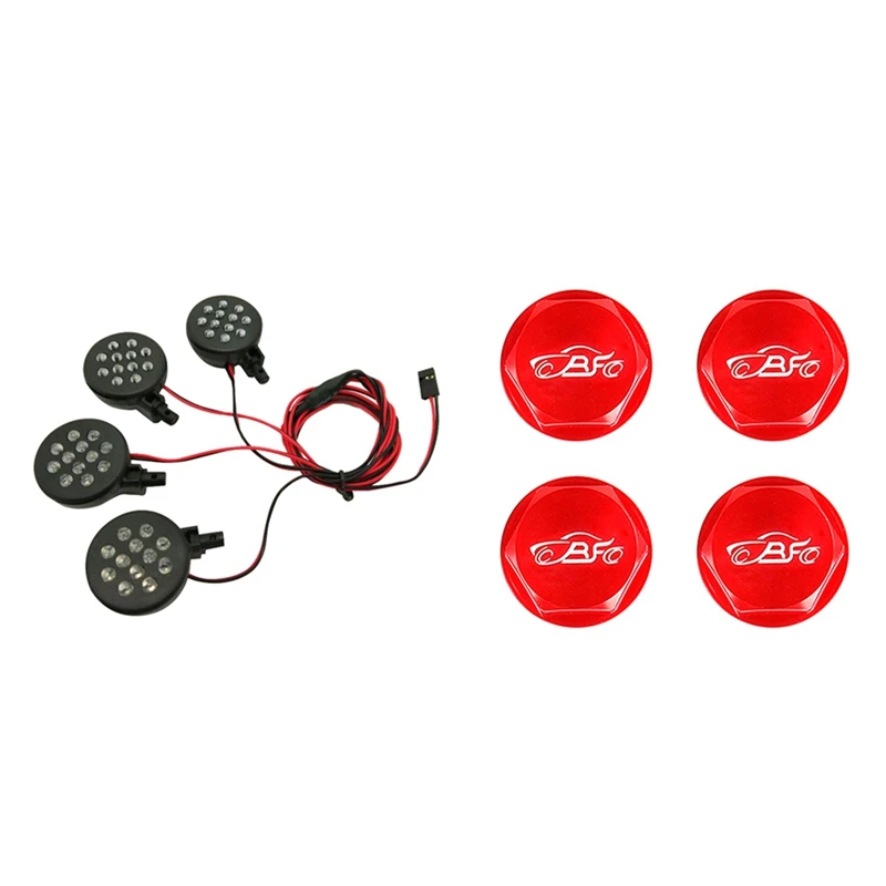 

4 LED Lights Receiver Kit Plastic Shell Lotus Headlights For 1/5 HPI BAJA Rovan King Motor 5B & CNC Metal Wheel Nut
