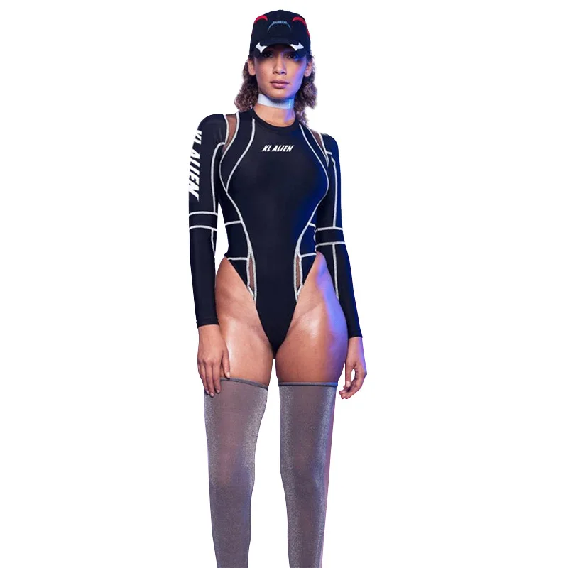 

92P1732914 Summer fashion versatile new women's sexy screen printed long sleeve Jumpsuit rompers womens jumpsuit