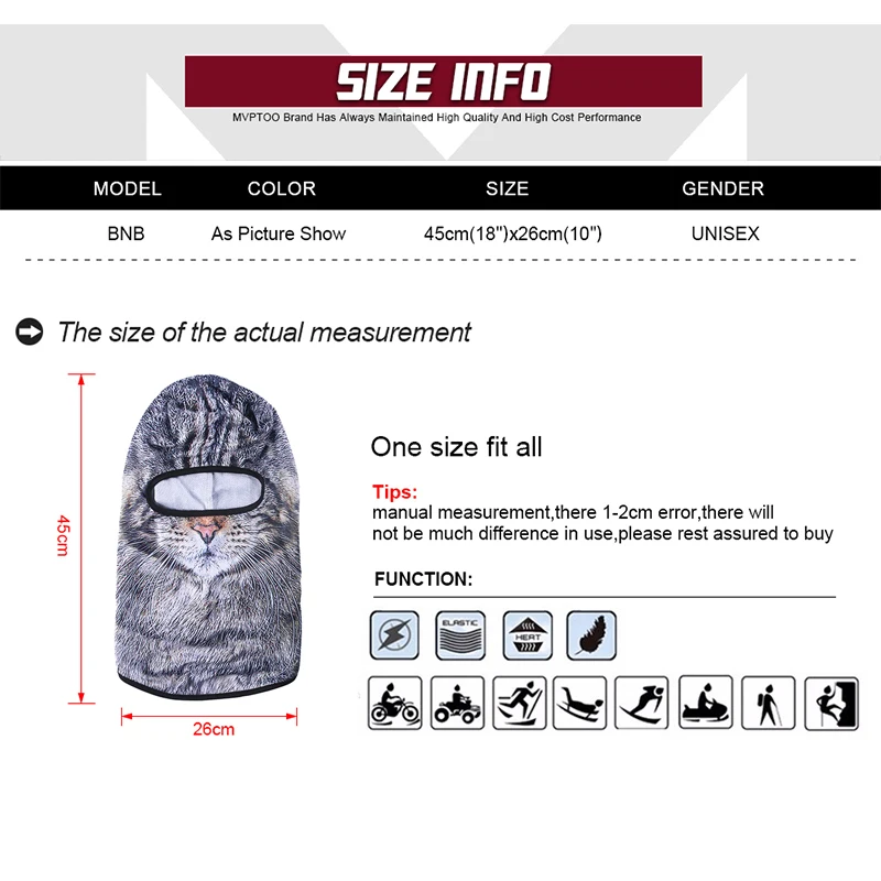 3D животные Балаклава мотоциклетная маска для лица кошки шапки собак