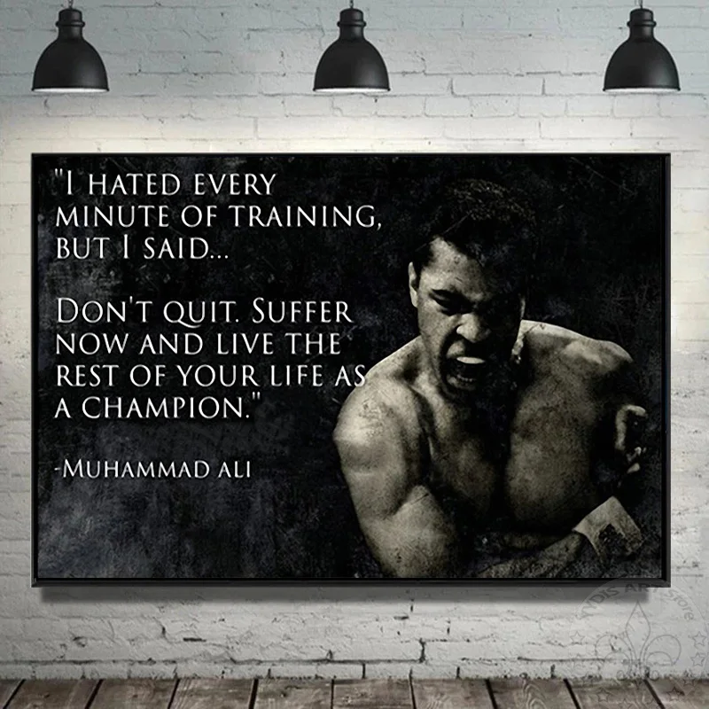 

Muhammad Ali Inspirational Quotes Posters Boxing Sports Canvas Painting Portrait Pictures Wall Art Living Room Office Home Decor