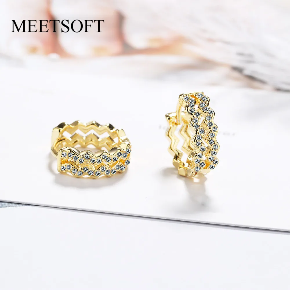 

MEETSOFT Office 925 Стерлинговое Серебро, двухслойная Женская лампа в виде волны, оптовая продажа