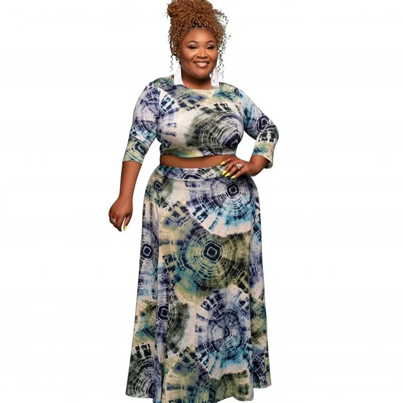 

Женский костюм из двух предметов с юбкой и коротким топом с рукавом 3/4, размеры до 4XL