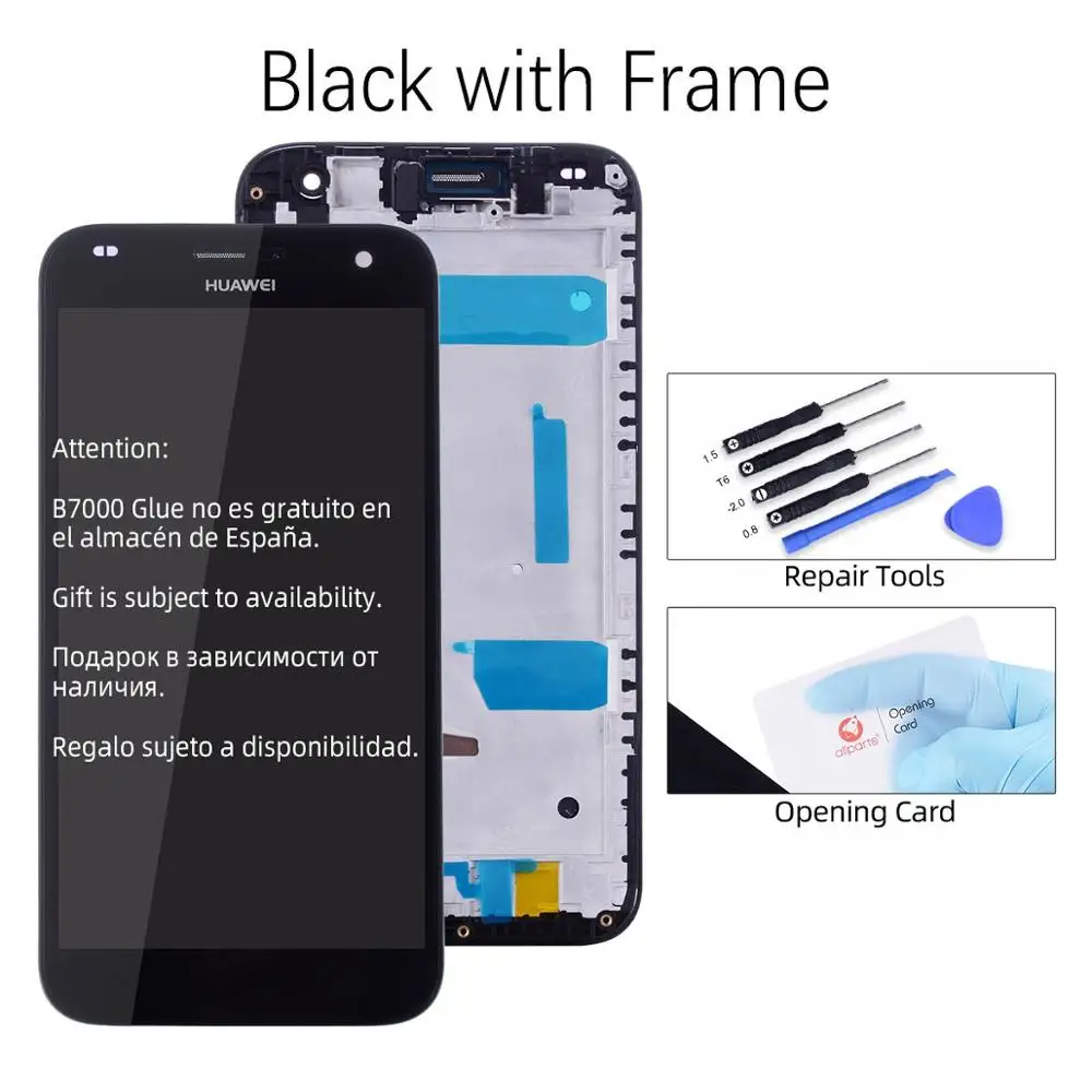 Дисплей для HUAWEI G7 G7-I01 G7-I03 l01 LCD в сборе с тачскрином на рамке 5.5'' черный белый - Цвет: Black with Frame