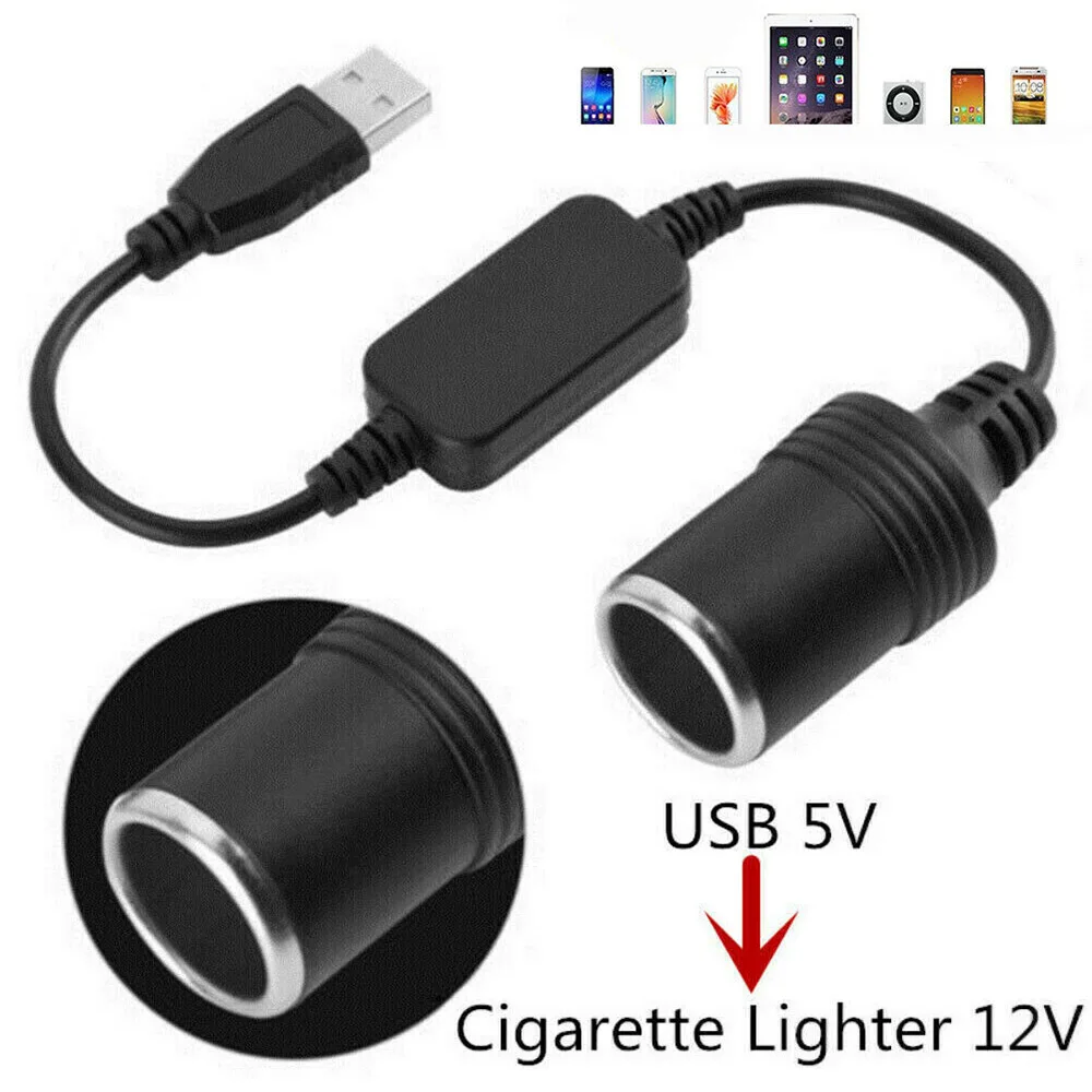 

Socket Power Female Cable USB 5V to 12V Car Power Outlet Converter Adapter Replacement Auto Interior Accessories