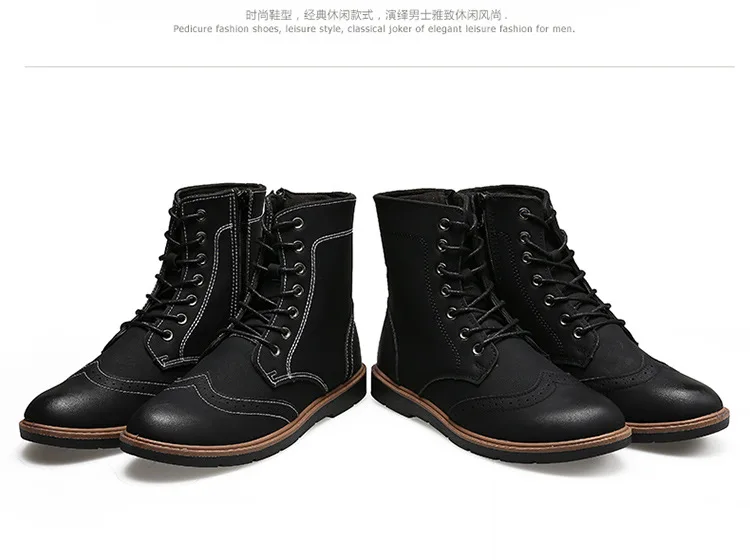 Классические уличные мужские ботинки Aleafalling высокие на плоской подошве со