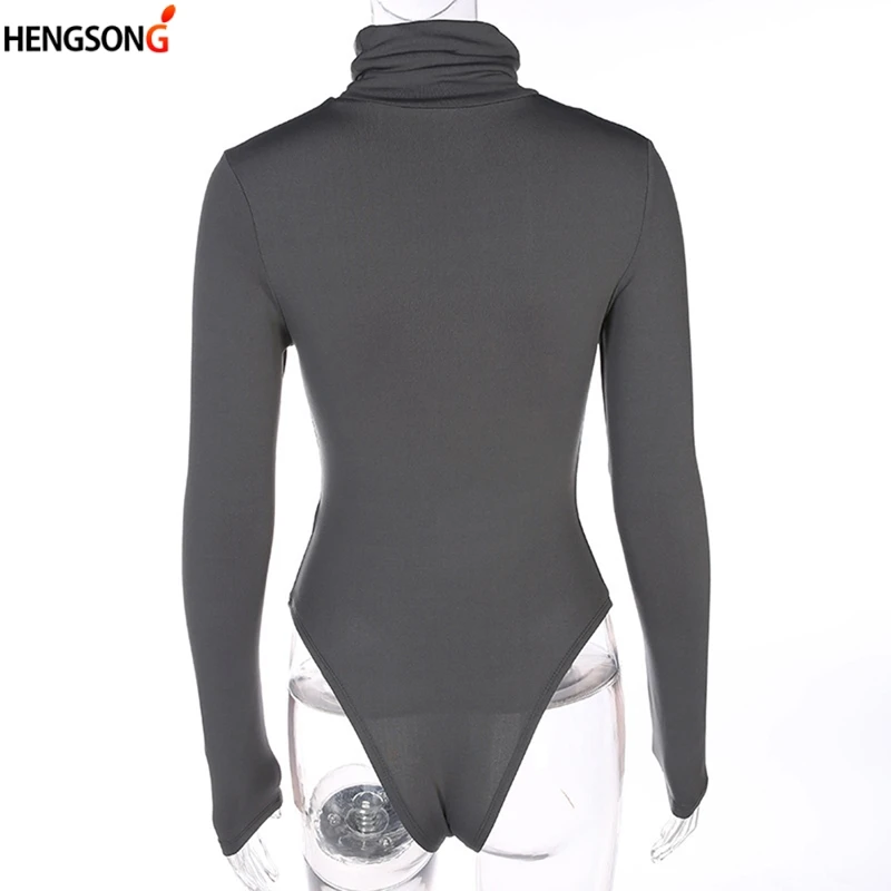 

Turtleneck Long Sleeve Sexy Bodysuit Women Solid Color Bodycon Skinny Warm Romper Elegant Autumn Bottoming Jumpsuit