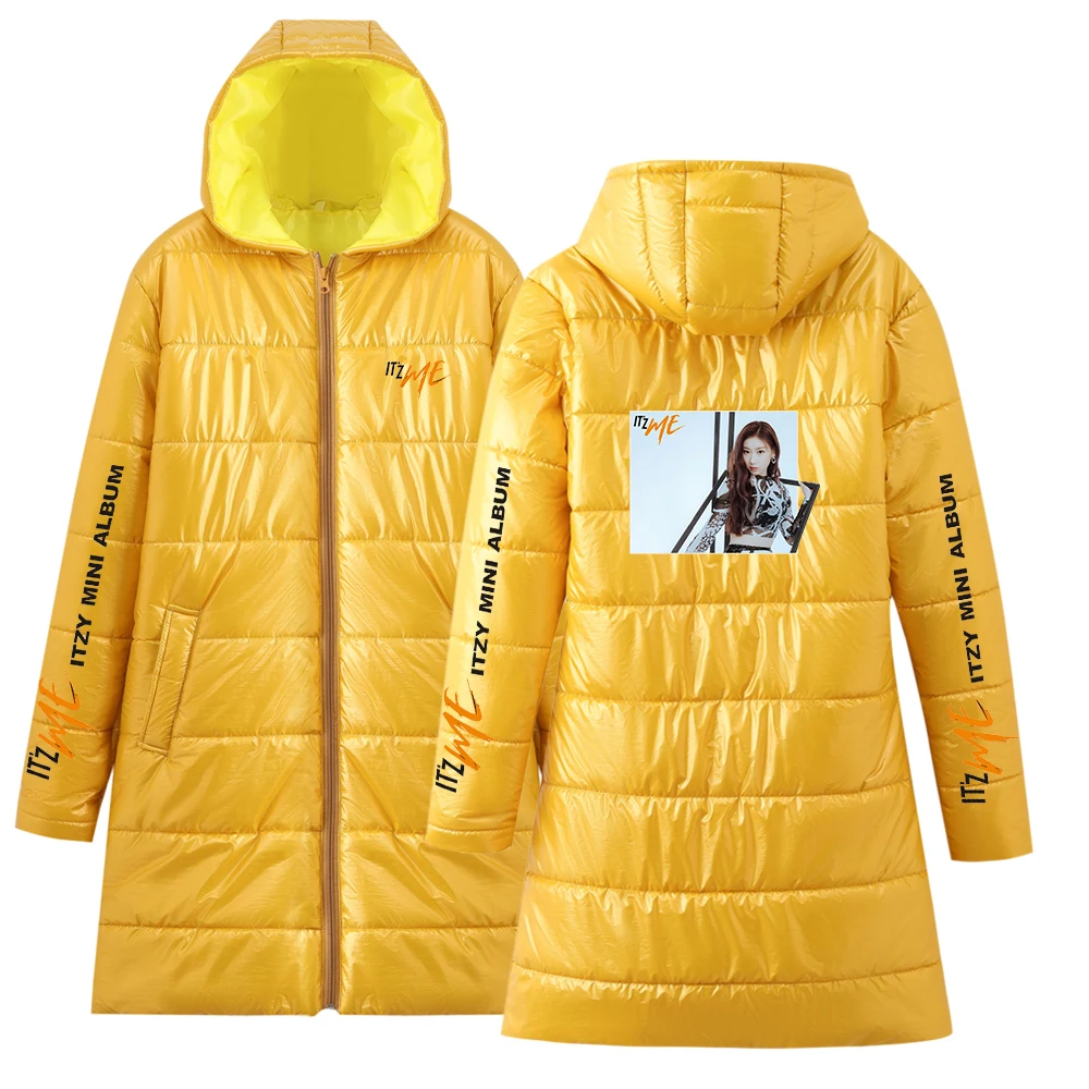 

Winter long down jacket female hooded warm down long cotton fashion design ITZY print coat women's down hooded coat top xxs-4xl