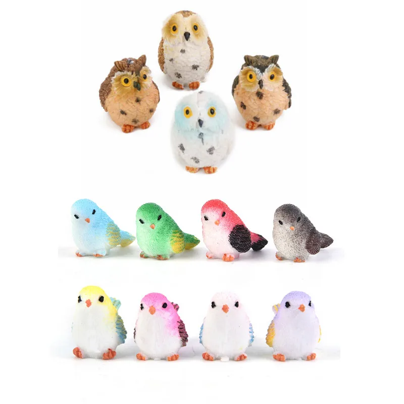 Полимерный Маленький Попугай птица Сова гнездо фигурка модель животного