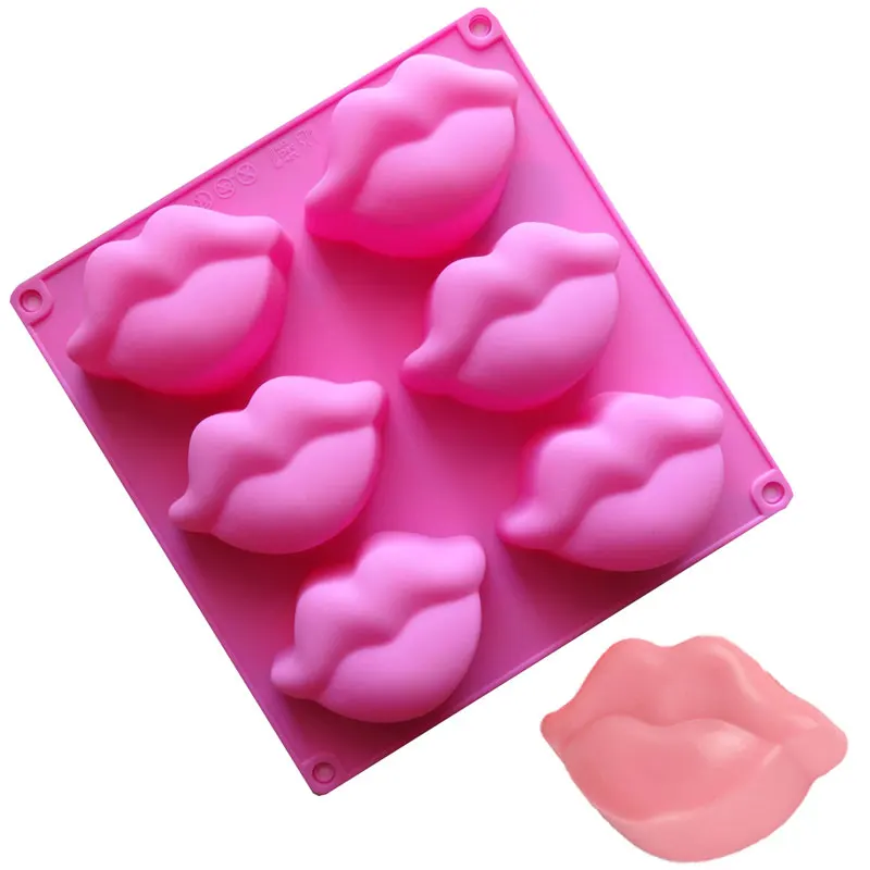 

DIY 6Holes 3D Sexy Lips Fondant Cake Silicone Mold Mouth Shape Chocolate Candy Pastry Making Mould Soap Aromatherapy Decoration