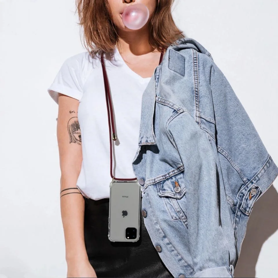 Ожерелье Прозрачный чехол для телефона iPhone 11 Pro Max 12 SE 2020 кросс боди ремешок +