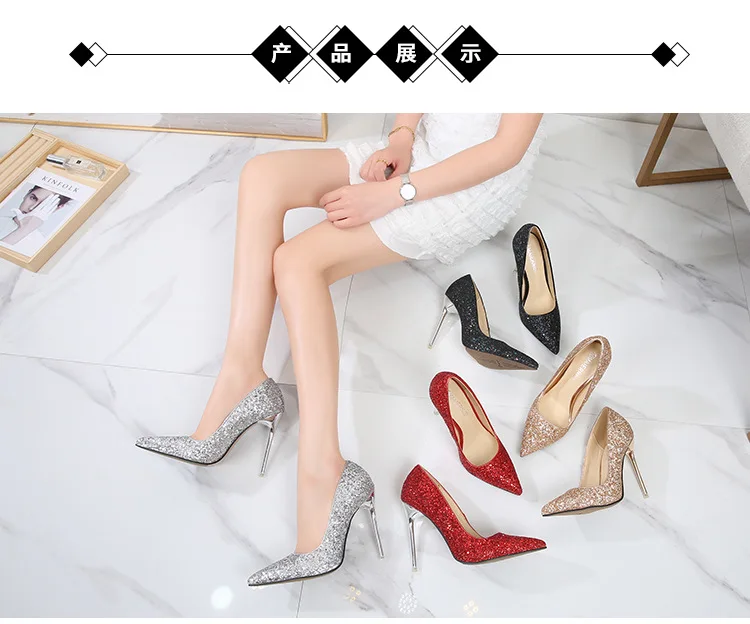 

Rocwickline New Summer and Autumn Women's Super high heels Classics Fashion Mature retro Concise Slip-On Pointed Toe Thin Heels