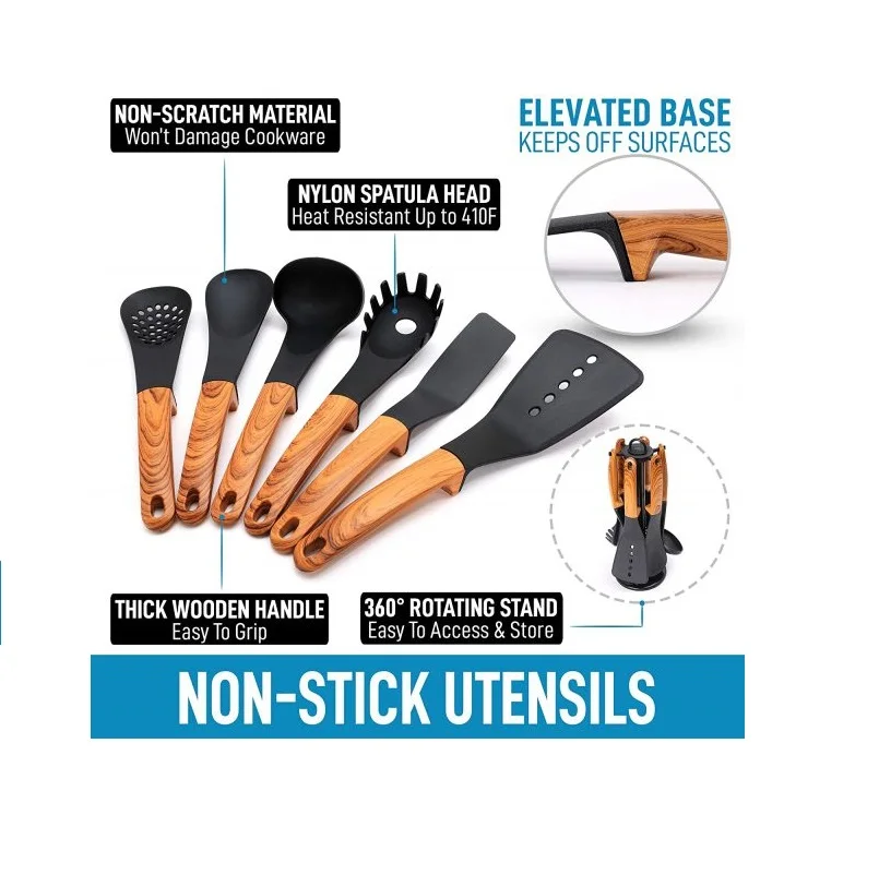 7 шт./комплект нейлоновые кухонные приборы с вращающейся подставкой набор