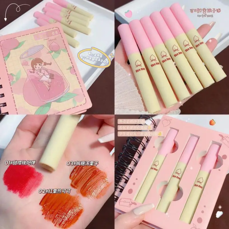

VONGEE 3Pcs Matte Lipstick Liquid Lip Gloss Waterproof No Fading Long Lasting Natural Lip Tint Cosmetic TSLM1