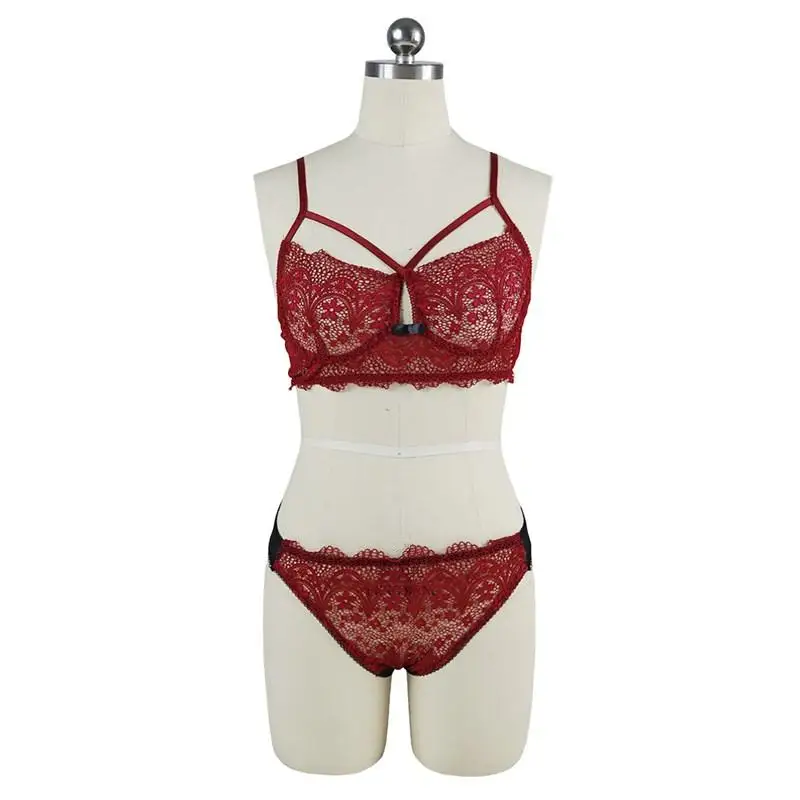 

Ladies Underwear Set Hollow Bra Sexy Cross Belt Lingerie Bra Set Bandage Lace