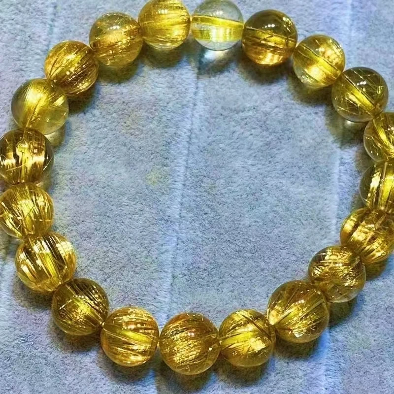 

Бразильский Натуральный Золотой рутилированный кварцевый браслет 9 мм прозрачные Круглые бусины для женщин и мужчин модные бусины большого размера богатый камень AAAAAAA